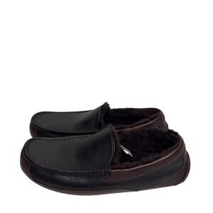UGG MEN'S ASCOT DARK BROWN LEATHER SLIPPERS SIZE 13 NO BOX